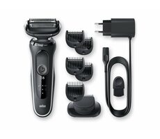 Braun 51-W1500s Wet & Dry biela-čierna / Holiaci strojček / vodeodolný / 50 min prevádzka / zastrihávač na tvár i telo 