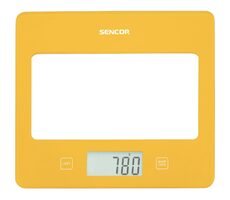 Sencor SKS 5036YL žltá / digitálna kuchynská váha / max. 5 kg / funkcia TARE / dotyk. tlačidlá