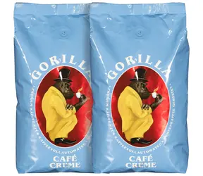 Joerges Gorilla Cafe Creme blue 2kg Set / Zrnková káva / 100% Arabica / Vákuové balenie 