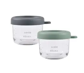 Beaba Tégliky na jedlo sklenené 2x 150 ml Green Grey