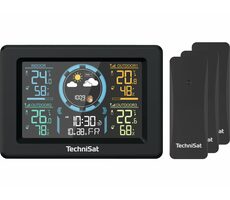 TechniSat iMETEO 700 čierna / Meteorologická stanica / LCD displej / teplota / vlhkosť / 3x bezdrôtový senzor