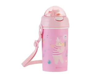 KikkaBoo Hrnček so silikónovou slamkou a popruhom 450ml Music Fest Pink / od 4 rokov