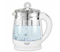Rozbalené - Adler AD 1299 biela / Rýchlovarná sklenená kanvica / 2200 W / 1.5 L / teplota 60-100 °C / rozbalené