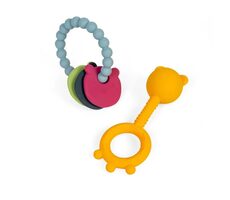 Bigjigs Toys Hrkálka a hryzátko 2 v 1 a hryzací krúžok Medvedík / od 0 rokov