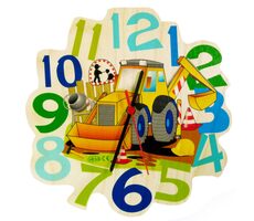 Hess Detské drevené hodiny bager / priemer: 240 mm / drevo