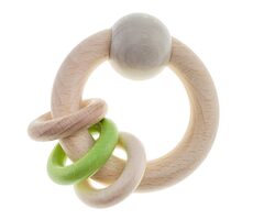 Hess Drevená motorická hrkálka s tromi krúžkami / od 0 rokov