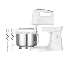 Sencor SHM 6206SS biela / Ručný šľahač s otočnou misou / 500W / 5 rýchlostí / hnetacie & šľahacie metly