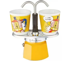 Bialetti Set Mini Express Lichtenstein 100 ml žltá / moka kanvička na 2 šálky 