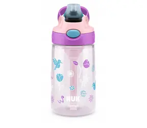 NUK Fľaša na pitie so slamkou 420ml / ružová / od 4 rokov 