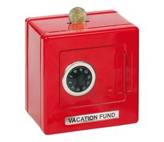 GOKI Plechová pokladnička: Trezor s kombinačným zámkom - červená