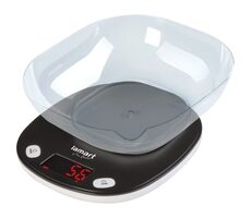 Lamart Pezo Kuchynská váha s miskou čierna / LCD display / max 5000g / 2x AAA / plast