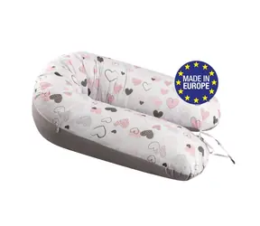 Bomimi ADOS dojčiaci vankúš 150x30, SRDIEČKA ružová/sivá