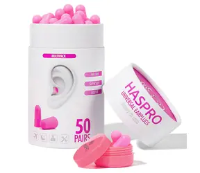 Haspro Universal štuple do uší, penové, 50 párov / 100ks, ružové