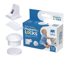 Sipo Magnetické zámky na skrine a zásuvky, sada 4 ks + 1x magnetický kľúč, BIELA