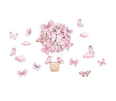 Sipo Nástenné samolepky do detskej izby, Pink Butterflies