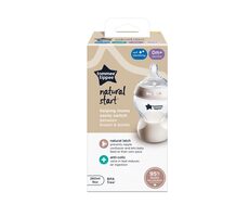 Tommee Tippee Natural Start Samosterilizační Dojčenská Fľaša s ANTI-COLIC cumlíkom Pomalý Prietok 260 ml 0m+