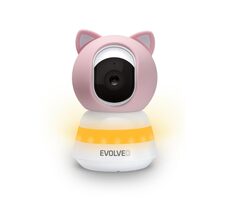 Evolveo Baby Monitor LUX ružová / Elektronická videoopatrovateľka / 360° dohľad / nočné videnie / detekcia plaču a pohybu