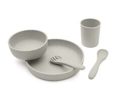 KikkaBoo Jedálenská súprava 5-dielna Platinum Silicone Sand / od 6 mesiacov