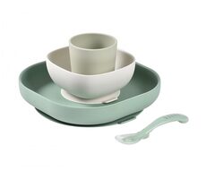 Beaba Jedálenská súprava silikónová 4-dielna Sage Green/Misty Green
