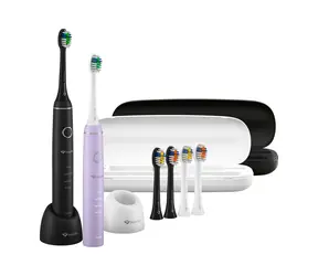 TrueLife SonicBrush Compact Duo čierna/fialová / sonická zubná kefka / 3 hlavice /70.000 kmitov / 4 režimy 