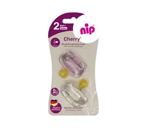 NIP Cherry Cumlík kaučuk veľkosť 2 (6m+) červená/hnedá 2ks