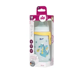 NIP Kids cup fľaša s náustkom PP 330ml modrá / od 18 mesiacov