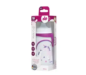 NIP Kids cup fľaša s náustkom PP 330ml ružová / od 18 mesiacov