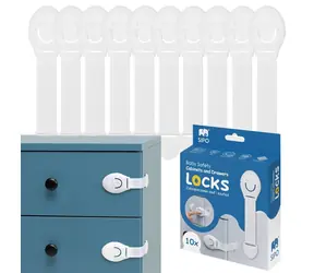 Sipo Bezpečnostné zámky na skrinky a zásvuky, sada 10ks textilná-biela