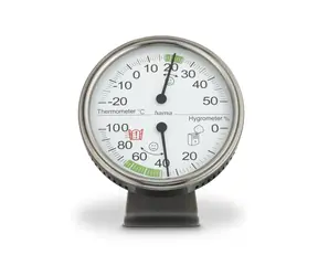 HAMA Tahiti strieborná / analógový teplomer / vlhkomer / nerezový