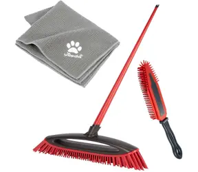 Vileda Pet Pro ALWAYS CLEAN sada červená / metla + elektrostatická kefa + mikrovláknová utierka 