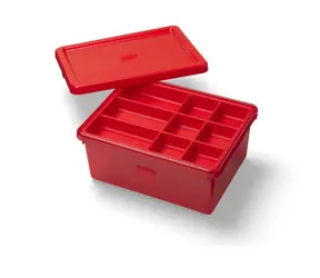 Lego úložný box s organizérom 37.5 x 16 x 29.5 cm - červená