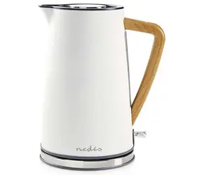 Poškodený obal - Nedis KAWK510EWT biela / Rýchlovarná kanvica / 2200 W / 1.7 L / nerez oceľ
