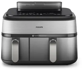 Philips 5000 series NA555/00 strieborno-čierna / Teplovzdušná fritéza / 2750 W / 40 ° C - 200 C ° / objem 9L