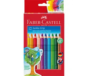 Faber-Castell Jumbo Grip - Pastelky trojhranné - 12 ks + strúhadlo / rozmývateľné