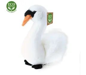 RAPPA Plyšový vták labuť sediaci 23cm / ECO-FRIENDLY / od 0 mesiacov