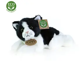 Rappa Plyšová mačka bielo-čierna ležiaca 16 cm / ECO-FRIENDLY / od 0 mesiacov
