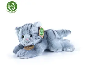 Rappa Plyšová mačka šedá ležiaca 30 cm / ECO-FRIENDLY / od 0 mesiacov