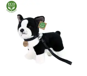 RAPPA Plyšový pes francúzsky buldoček s vodítkom stojaci 23 cm / ECO-FRIENDLY / od 0 mesiacov