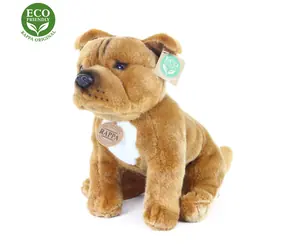 RAPPA Plyšový pes stafordšírsky bulteriér hnedý sediaci 30 cm / ECO-FRIENDLY / od 0 mesiacov