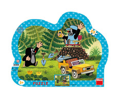 DINO KRTOK SO ŽLTÝM AUTOM - kontúra Puzzle / 25 dielikov / od 3 rokov