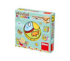 Dino Kocky pre najmenšie detičky / Kubus drevené kocky / 4 dieliky / od 3 rokov