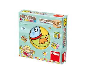 Dino Kocky pre najmenšie detičky / Kubus drevené kocky / 4 dieliky / od 3 rokov