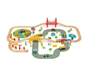 Bigjigs Rail Drevená vláčikodráha s vidieckou cestou 80 dielov