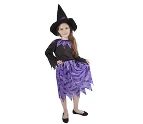 RAPPA Detský kostým čarodejnice s netopiermi a klobúkom - Halloween (M)