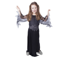 RAPPA Detský kostým čarodejnice - Halloween (M) čierna / 6-8 rokov (116-128 cm)