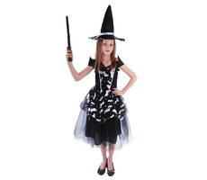 RAPPA Detský kostým netopierka čarodejnice - Halloween (S) / 4-6 rokov (110-116 cm)