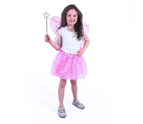RAPPA Detský kostým tutu sukne ružová motýľ s paličkou a krídlami / obvod pása 44-72 cm