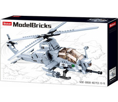 Sluban Army Model Bricks M38-B0838 Bojová helikoptéra / LEGO - kompatibilná / Počet figúrok|dielikov: 2|482 / od 6 rokov