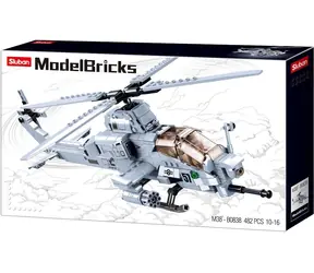 Sluban Army Model Bricks M38-B0838 Bojová helikoptéra / LEGO - kompatibilná / Počet figúrok|dielikov: 2|482 / od 6 rokov