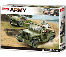 Sluban Army WW2 M38-B0853 Spojenecký džíp a delo / LEGO - kompatibilný / Počet figúrok|dielikov: 1|143 / od 6 rokov